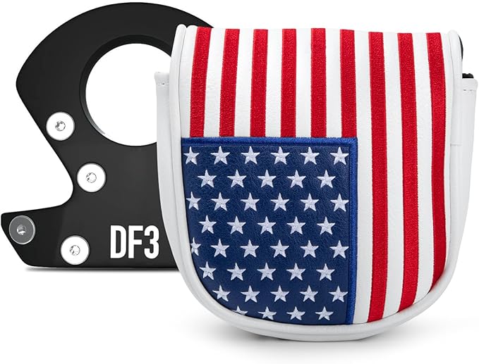 Golf Putter Covers Mallet Putter Headcover for Golf DF3 Putter, USA Putter Cover Magnetic Closure Premium Leather Mallet Putter Covers for 2 Ball Putter
