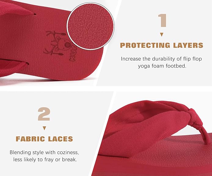 KuaiLu Flip Flops for Women with Arch Support Yoga Mat Comfortable Summer Beach Walking Thong Cushion Sandals Slip On Indoor Outdoor
