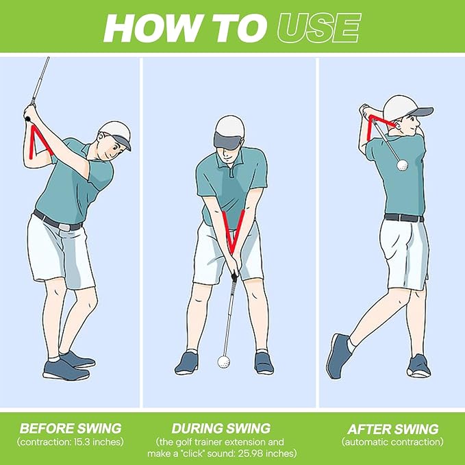 Retractable Golf Swing Training Aid, Golf Training Aid to Improve Hinge, Forearm Rotation, Shoulder Turna and Grip for Warm-up - Right-Handed Golf Club for Practice Indoor & Outdoor Practice