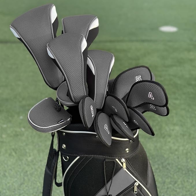 Andux 5pcs/Set Mesh Golf 460cc Driver Fairway Wood Club Head Covers Long Neck with No. Tags