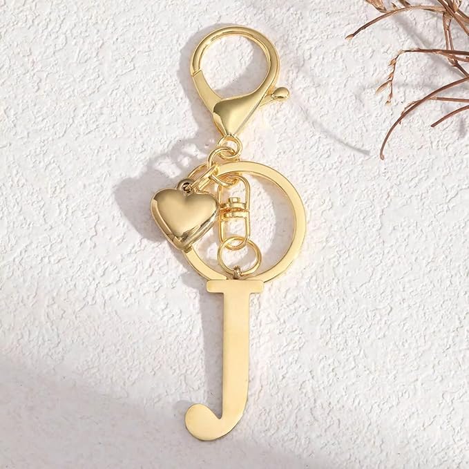 Metal Heart Alphabet Keychain for Women, Girls - Cute Initial Letter Accessories for Purse, Bag Charms and Backpack