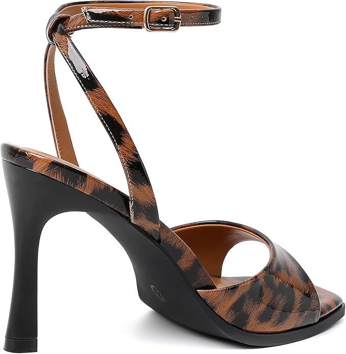 Mostrin Strappy Heels for Women Square Open Toe Lace Up Heeled Sandals Ankle Strap Sexy Stiletto High Heels for Party, Prom, Dating, Wedding
