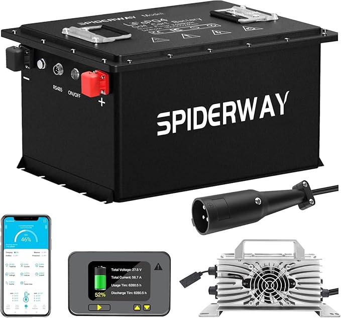 48V 150Ah Lithium Battery Golf Cart with 25A Charger, 48V LiFePO4 Battery, LCD Monitor & Mobile APP, 6000+ Cycles 48V Golf Cart Battery, Built-in 200A BMS, Max 10.24kW Output, Perfect for Golf Carts