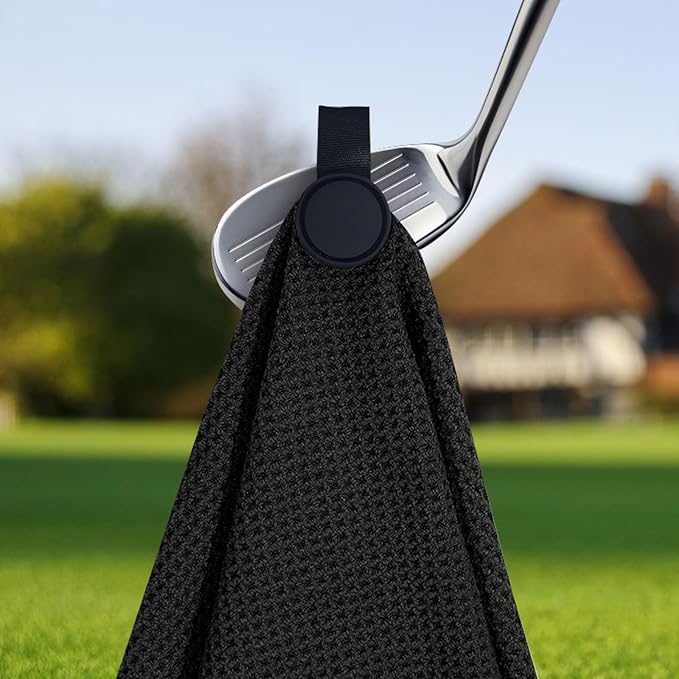 Personalized Golf Towel Custom Golf Towels for Golf Bags with Embroidery Initial Name Magnetic Golf Towel Microfiber Golf Towels with Clip Gifts for Golfers Men Women 16"x 24" (Black)