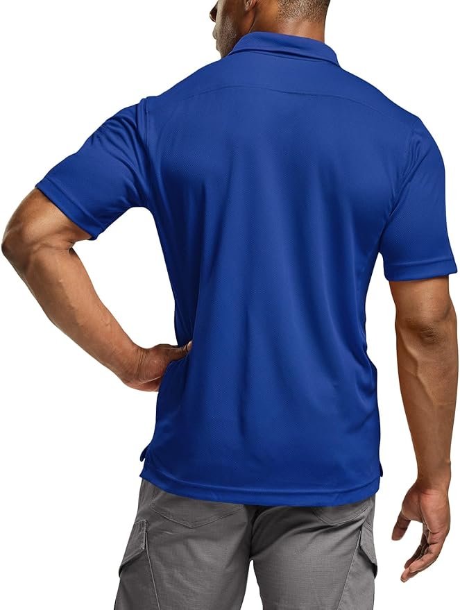 CQR Men's Polo Shirts, Tactical Short Sleeve Golf Performance Shirts, Lightweight Dry Fit UPF 50+ Pique