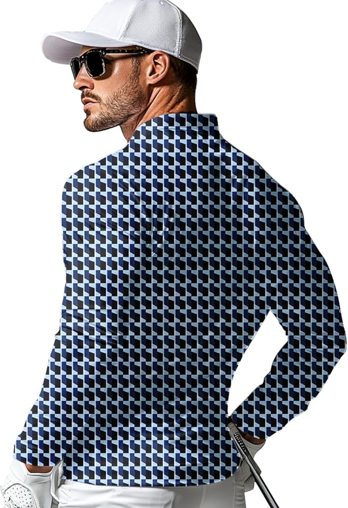 Men's Long Sleeve Golf Shirt Quick Dry 3 Button Work Fishing Outdoor Casual Collar Shirt
