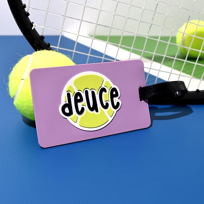 Tennis Bag Tag – Deuce Design, Durable Silicone Luggage Tag, Waterproof & Flexible, Secure Strap for Easy Bag Identification, Ideal Tennis Gift & Tournament Prize