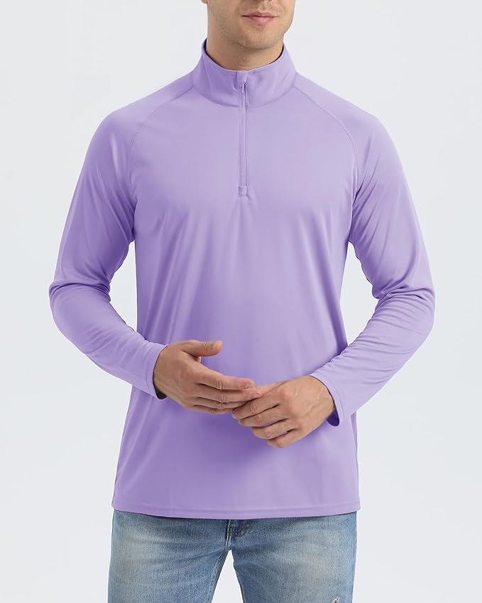 Boladeci Men's UPF 50+ Sun Shirts 1/4 Zip Long Sleeve SPF UV Protection Lightweight Quick Dry Quarter Zip Golf Shirts