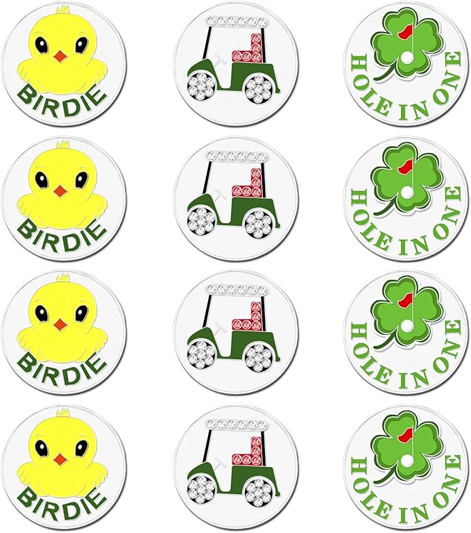 FINGER TEN Golf Ball Marker with Hat Clip Markers Assorted Patterns Value Gift Set Mark Golf Divot Tool Accessories for Men Women Kids