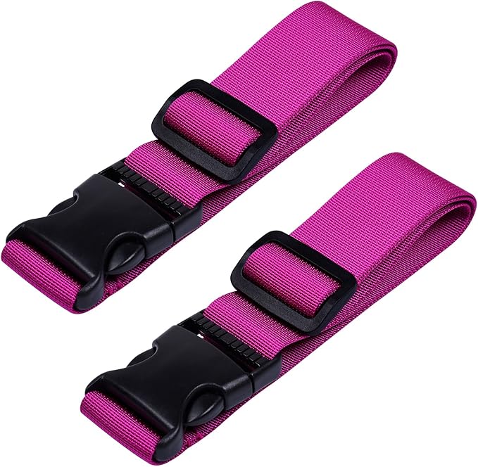 Wisdompro 2 Pcs Add a Bag Luggage Strap, Heavy Duty Adjustable Suitcase Belt Travel Attachment Travel Accessories for Connecting Your Luggage - Purple, 31 Inch