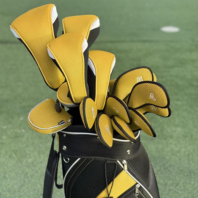 Andux Mesh Golf Hybrid Club Head Covers with Dial Number Tags, 4pcs/set