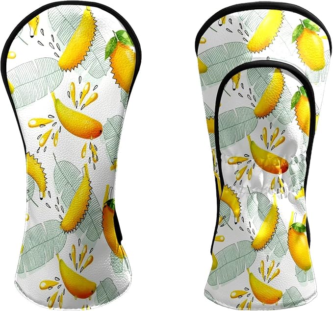 Premium Leather Golf Club Headcovers,Mango Pattern Fits Driver Hybrid Fairway 3/5 Wood,with Scratch-Resistant Lining, Gift for Men and Women