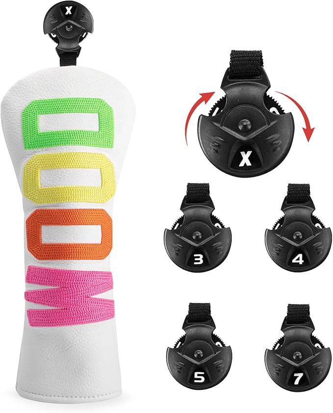 Golf Club Head Covers - 4 Options: Driver, 3 Wood, Hybrid - White Golf Driver Fairway Hybrid Head Cover
