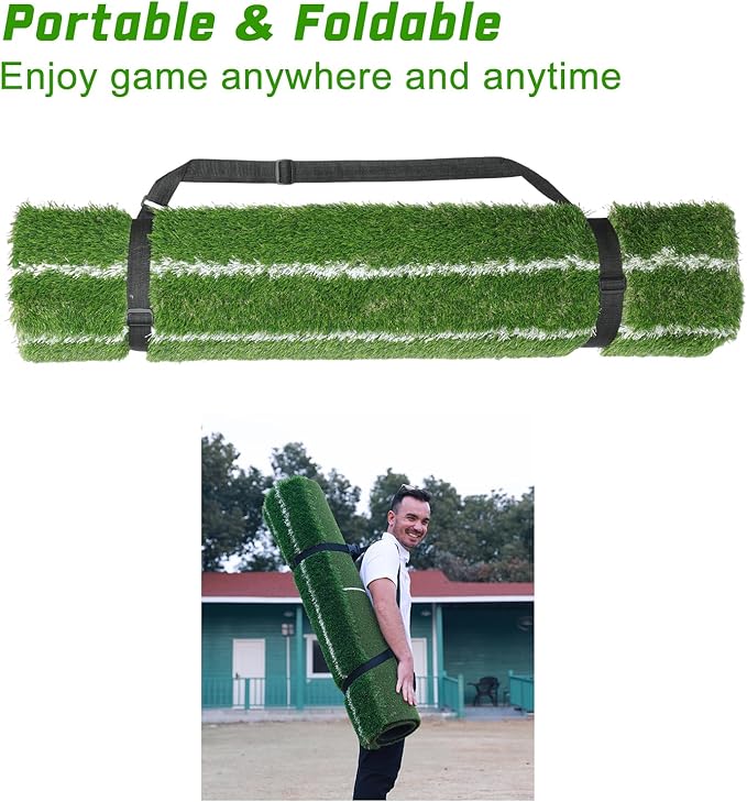 DCQ Real Feel 5x4ft & 6x4ft Golf Hitting Mat, Large Golf Mat, Dual Turf, Fairway & Rough Artificial Grass, Golf Practice Mat Indoor & Outdoor, Driving & Chipping Pad with Cushion, Golf Simulator Mat