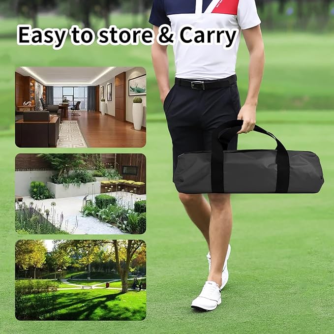 Black Golf Practice Set With Net, Hitting Mat, Target Cloth and Carrying Bag for Backyard Driving