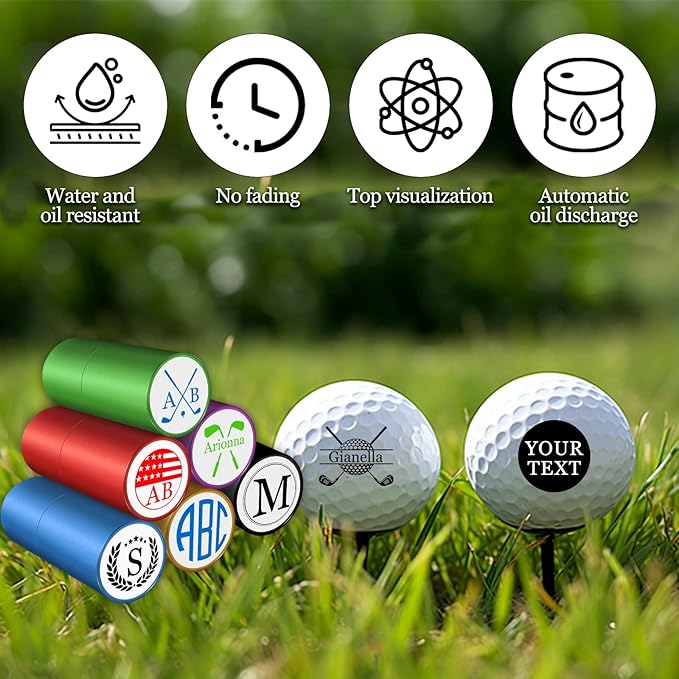 YanNanKe Custom Golf Ball Stamp Personalized Self-Inking Golf Ball Stamper with Monogram Name Logo Design Customized Durable GolfBall Marker Gifts for Golfers Dad Husband Boyfriend