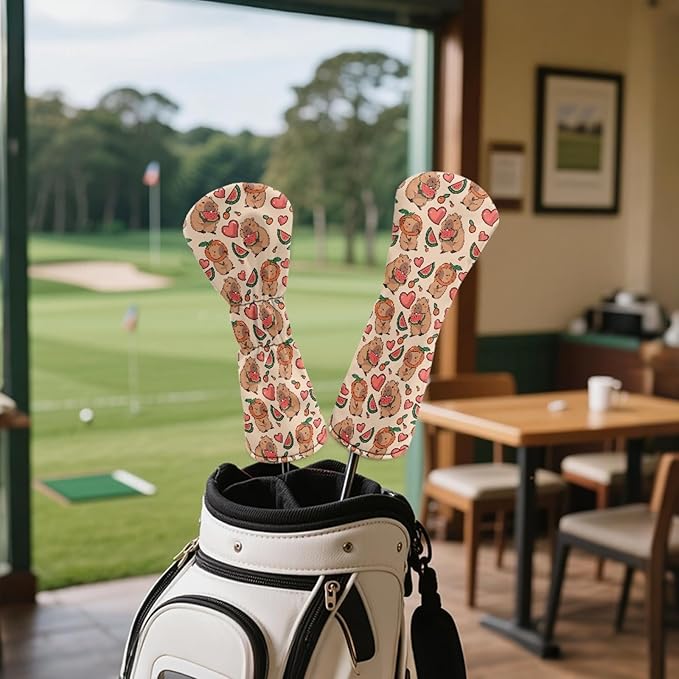 Golf Club Head Covers for Club Protective, Waterproof PU Leather Driver Fairway Wood Hybrid Head Cover