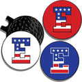 Wolf Golf Towels Golf Ball Marker Hat Clip | USA Monogram | 1 Magnetic Clip + 3 Ball Markers | Patriotic Golf Accessories for Men & Women