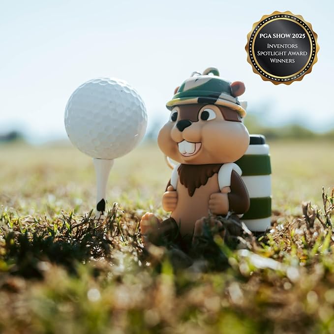 Gopher Caddy Golf Tee Holder, Includes 8 Wood Golf Tees, Fun Golf Accessories for Men and Women, Stylish Golf Bag Accessory and Golf Gift