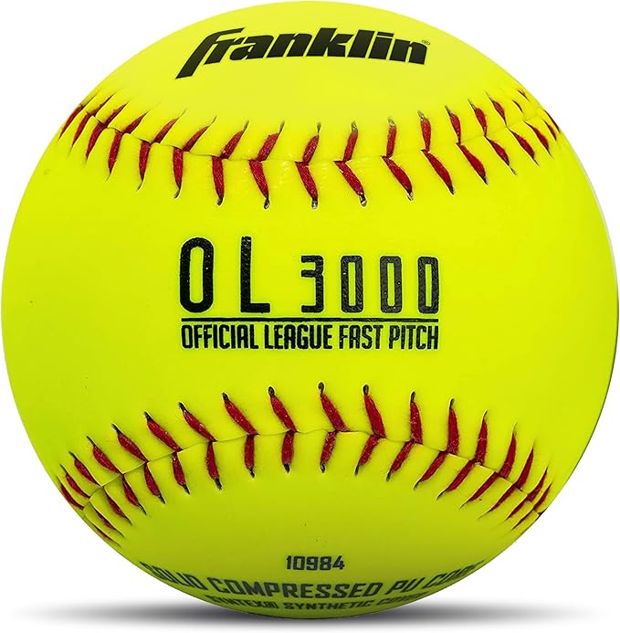 Franklin Sports Official Game Softballs - OL3000 Fastpitch 12" Inch Yellow Softballs - Official Size + Weight Tournament Balls for Practice + Games - 1 Softball