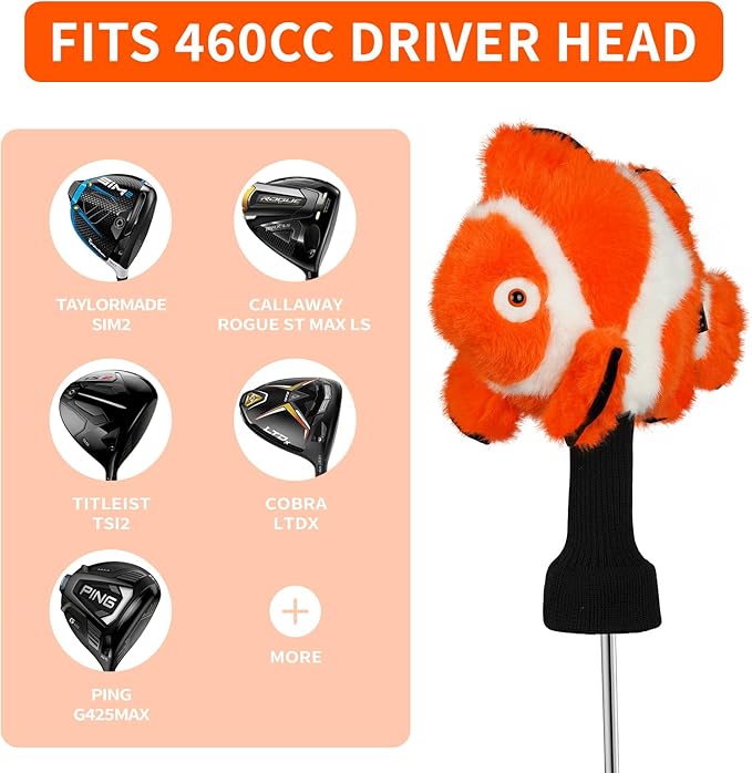 Golf Club Driver Headcovers Funny Animals Elephant Bear Driver Head Cover fits up to 460cc Driver Clube Head Great Gift Idea for Men Women Who Love Golf Also for Kids (Bear)
