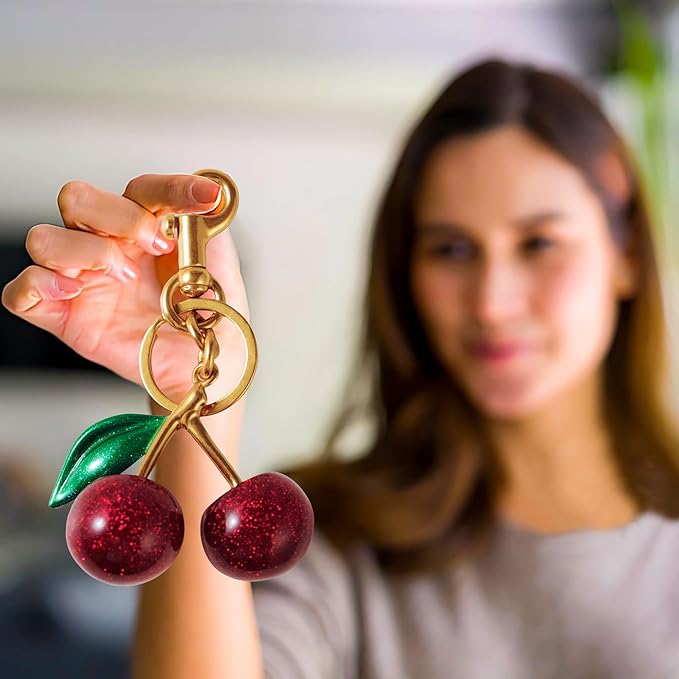 Cherry Bag Charm Purse Handbag Charm Cherry Car Accessories KeyChain Gift for Women Mothers Day Christmas Valentine
