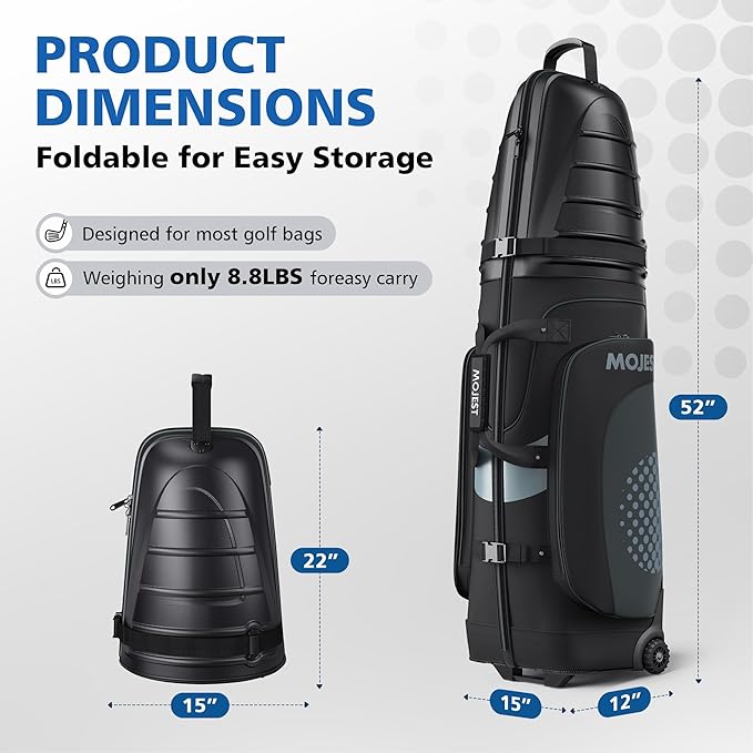 Golf Travel Bags for Airlines with Wheels, Hard Case Top and 1680D Heavy Duty Oxford Protect Golf Clubs, Lightweight and Easy to Maneuver