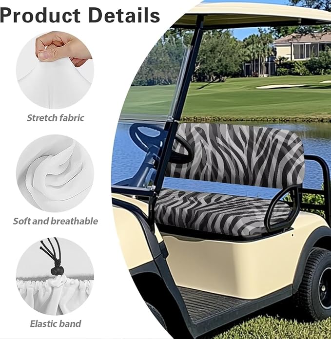 Golf Cart Seat Covers, Universal Fit & Nonskid Bottom Fits for Club Car 2 Person Seats Golf Carts