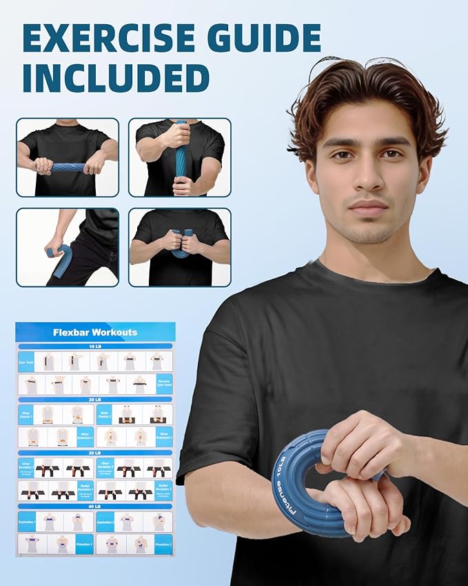 Flex Therapy Bar,Tennis Elbow Therapy Bar, Flexbar for Physical Therapy & Resistance Bar for Golfers Elbow,Tendinitis,Wrist,Forearms Pain, Improve Grip Strength and Relieve Pain