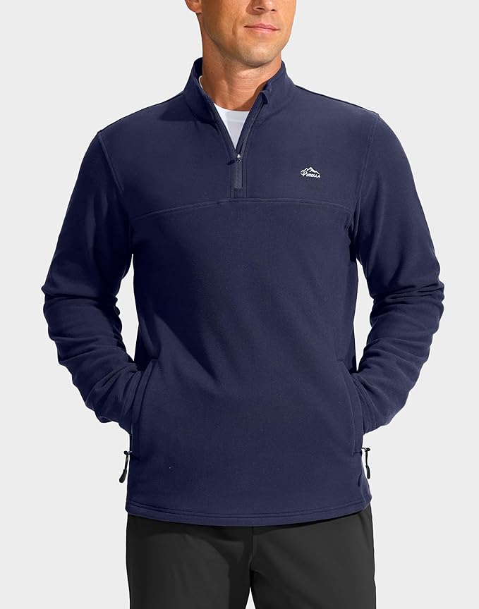 Pudolla Men's Quarter Zip Pullover with 2 Pockets Fleece Warm Soft Golf Sweatshirts for Athletic Workout Running