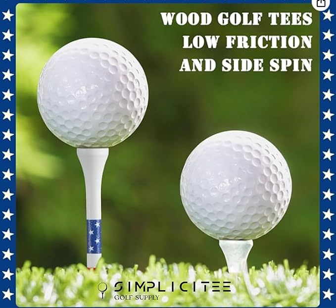 SIMPLICITEE USA Flag Bamboo Golf Tee - 3-1/4" - 100 Count