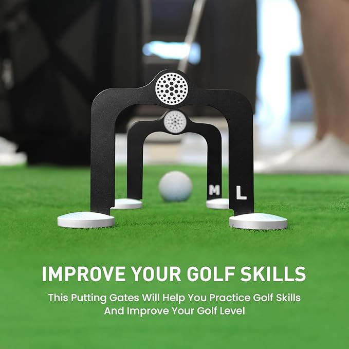 FINGER TEN Golf Putting Gates 3 Gate Sizes S M L(2''/ 2.36''/ 2.76'') with Protective Pouch Putting Training Aids, Game Gift for Home Green Outdoor Indoor Use (3 Putting Gate)