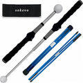 Retractable Golf Swing Training Aid,Rhythm Click Sound Warm Up Golf Swing Trainer,Golf Grip Trainer Attachment -Strength & Tempo Training for Chipping Hitting,Golf Accessories for Men-BONUS Items