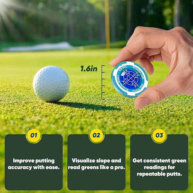 GreenNav Pro-High Precision Golf Green Reader & Golf Ball Marker with Horizontal Bubble Level, Essential Slope & Putt Line Reading Aid, Golf Accessories for Men Women