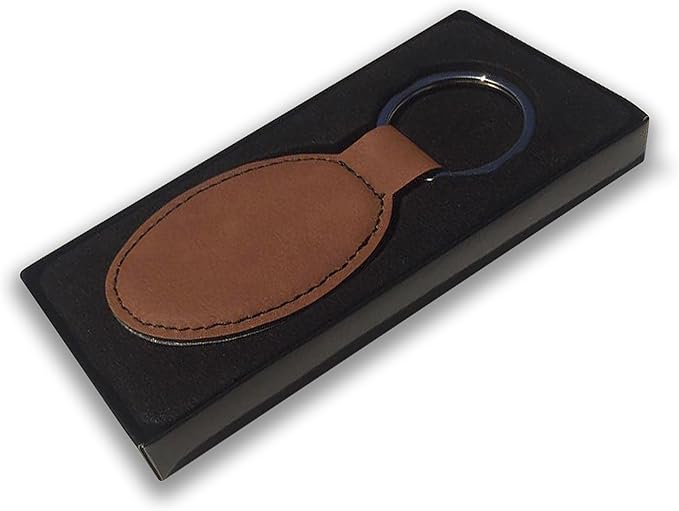 LaserGram Oval Keychain, Off Road Racer, Personalized Engraving Included (Dark Brown)