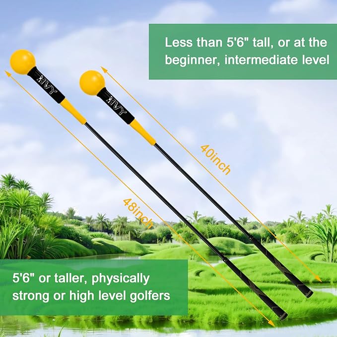 HVY Golf Swing Trainer,Golf Swing Training Aid for Improve Strength Tempo Balance and Flexibility,Golf Warm-Up Stick for Indoor&Outdoor Practice Chipping Hitting Golf Training Aid