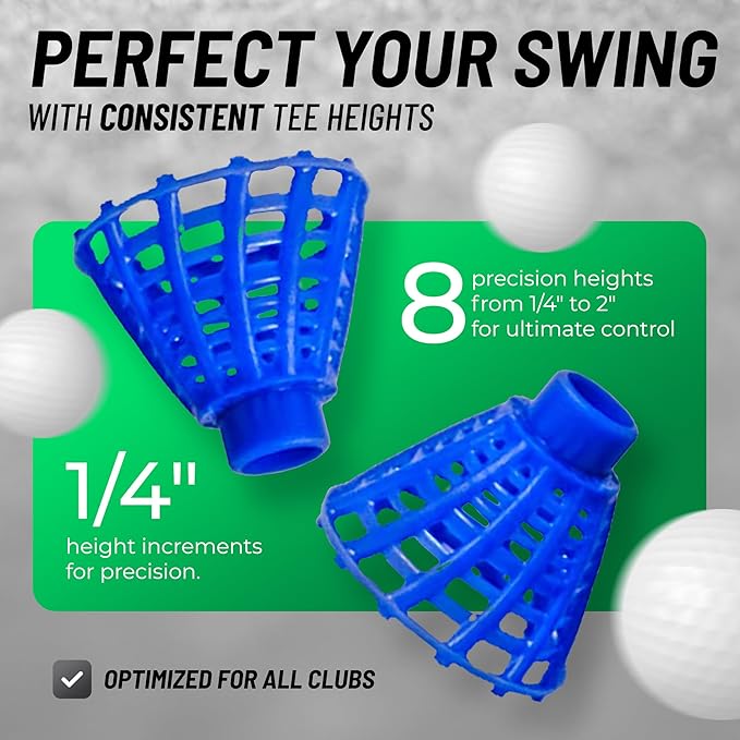 BirTee Golf Tees - PRO Speed Plus with Flexibility & Durability - 8 Pack. Indoor Golf Tees/Golf Simulator Tees/Winter Plastic Golf Tees