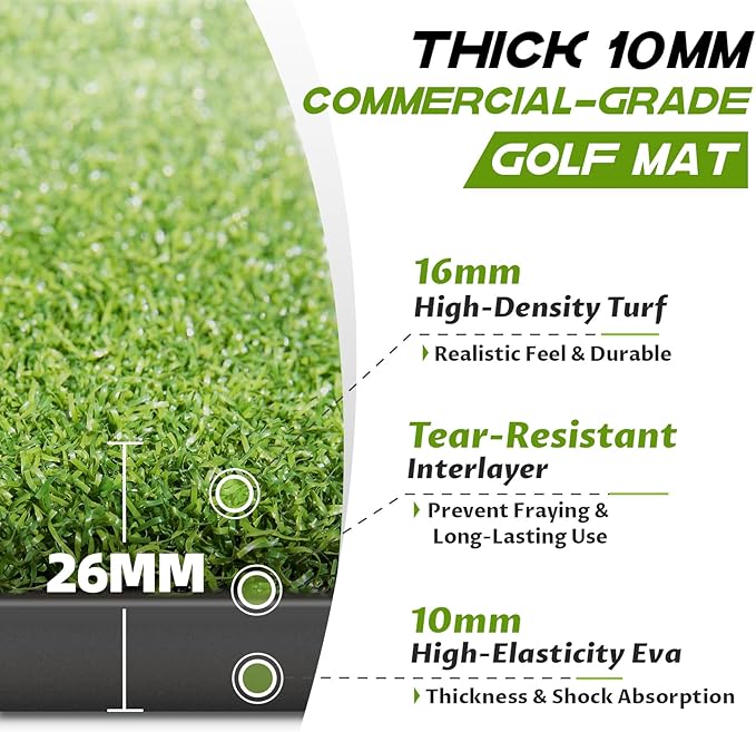 Bltend Golf Mat: 5x4ft & 5x5ft Heavy-Duty Golf Hitting Mats Practice Outdoor/Indoor, Elite Dense Artificial Turf Matt Training Aid for Backyard/Garage/Driving Range/Simulators