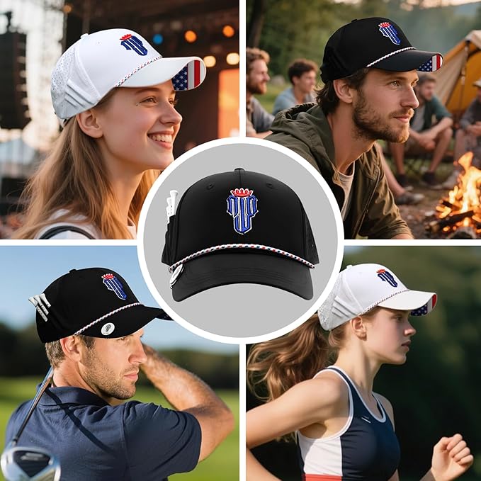 NJF Golf™ Hat Men - Breathable Mens Golf Hats, Adjustable Rope Snapback Cap, Convenient Cap with Tee Holder