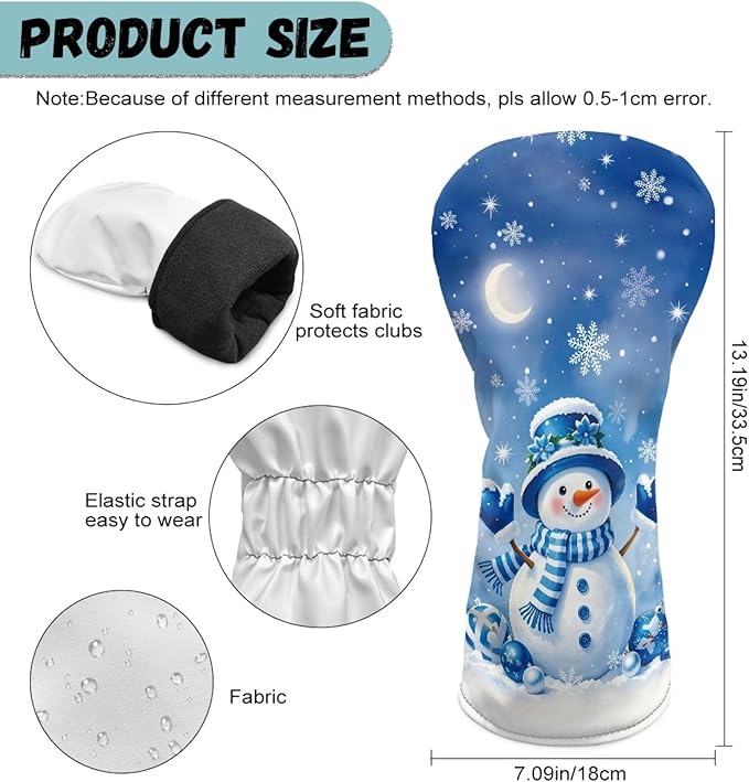 Golf Club Head Covers for Club Protective, Waterproof PU Leather Driver Fairway Wood Hybrid Head Cover