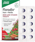 Floradix Iron Tablets - Iron Supplement with B Vitamins, Folic Acid, Vitamin C & More - Energy Support - Vegetarian & Gluten-Free - 80 Tablets (80 Servings)