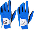 FINGER TEN Men's Golf Gloves for Right Left Handed Golfer Rain Grip Value 2 Pack, Golf Glove for Left or Right Hand Hot Wet Weather No Sweat Black Gray White Blue