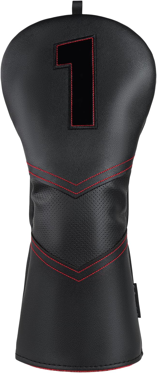 Craftsman Golf Club Cover Driver Head Cover Golf Headcover Premium Solid Black Leather Driver Headcovers for Golf Clubs