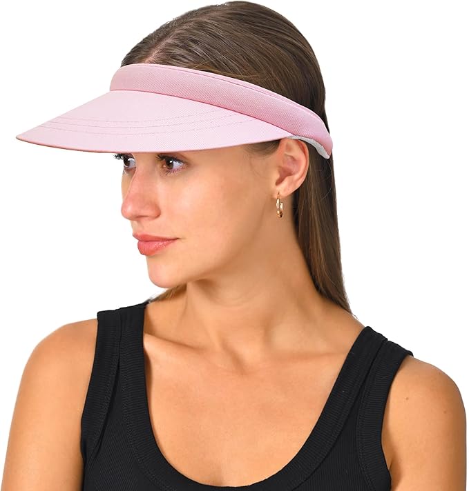 2 Pack Visor Women Men Sun Hat Clip On Visors Adjustable Sport Wide Brim Cap