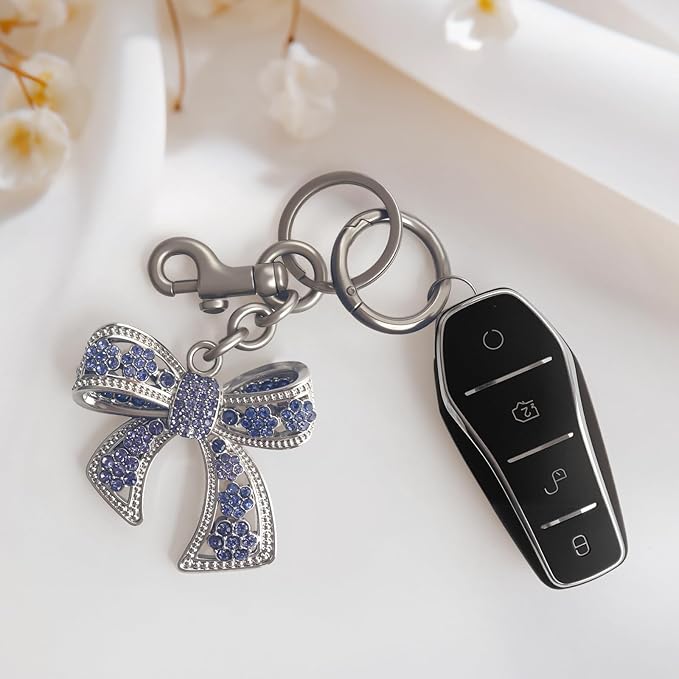 Sparkly Bow Bag Charm Rhinestone Bow Purse Charms Bows Keychain Women Bag Charm for Handbag
