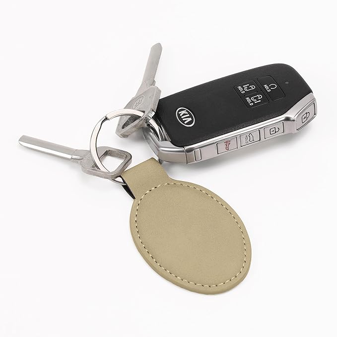 LaserGram Oval Keychain, Golf Ball, Personalized Engraving Included (Beige)