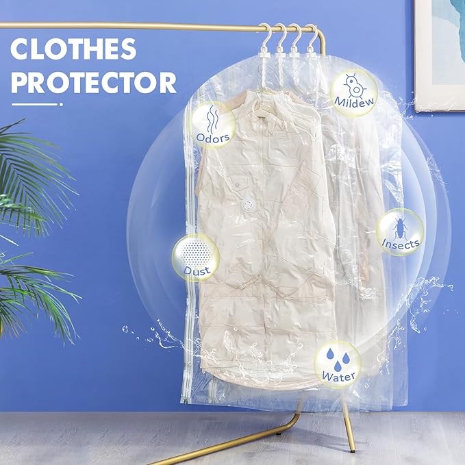 Hanging Vacuum Storage Bags, 4 Pack (53 x27.6 inch), Vacuum Seal bags for Clothing, Garment Storage for Jacket, Suits, Dresses, Closet Oragnization and Storage