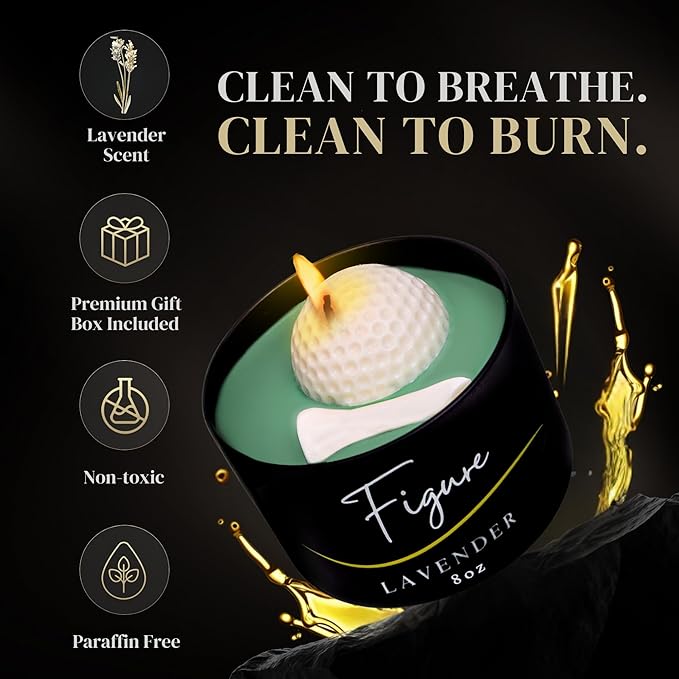 All-Natural Golf Candle – Lavender Scent | Hand-Poured in The USA | Beeswax & Soy Wax | Essential Oils | 100% Beeswax Wick | Premium Gift Box | Candle Gifts for Men & Women| Aromatherapy Benefits