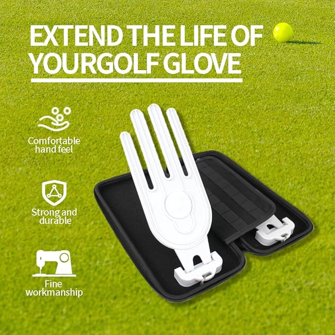 Scott Edward Golf Glove Case Holder with Golf Glove Shaper Protective Golf Accessories Case Bag Hard Case Organizer with Storage Slots for Balls, Tees, Markers, Golf Gifts for Men & Women