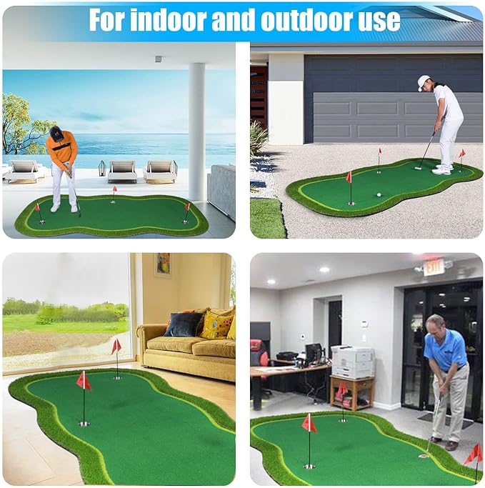 Golf Putting Green/Mat-Golf Training Mat- Professional Golf Practice Mat- Green Long Challenging Putter for Indoor/Outdoor